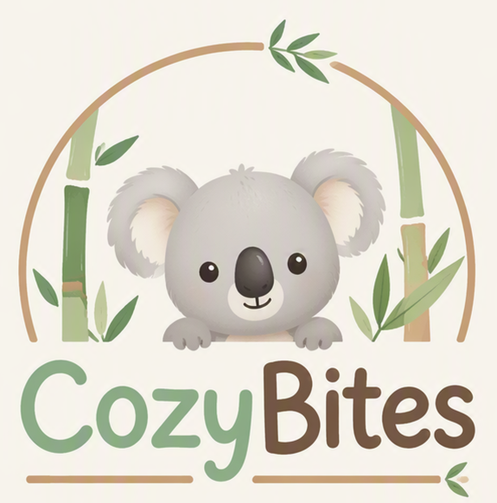 Koa the CozyBites koala peeking through bamboo
